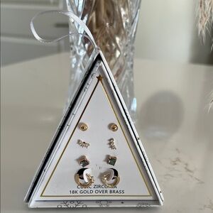 Gold and Silver Cubic Zirconia Earrings Set